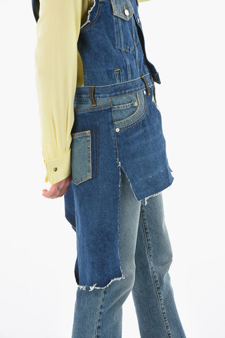MM1 Vintage Details All Over Denim Vest with Raw Cut Edges