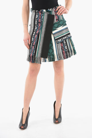 Cotton-jacquard RUG Miniskirt with Fringed Hems