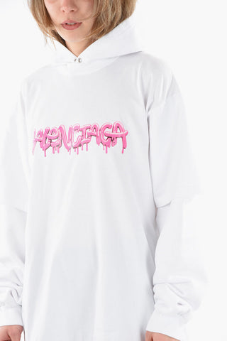 T-shirt A Manica Lunga Con Cappuccio e Stampa Logo