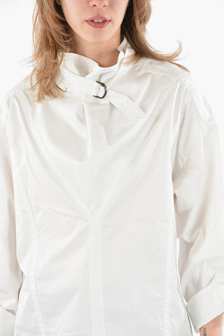 Cotton-poplin FIORNA Top with D-ring Belt at Neck