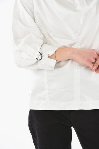 Cotton-poplin FIORNA Top with D-ring Belt at Neck