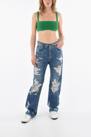 Knit-cotton CARIBBEAN VIBES Cropped Top