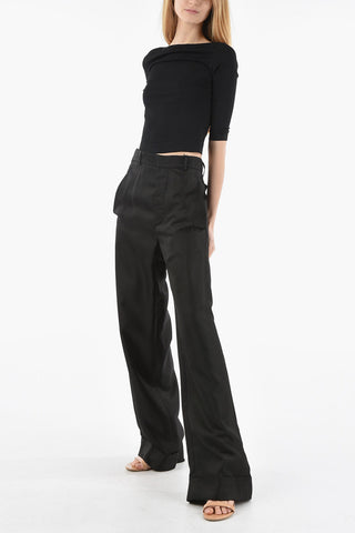 Pantaloni Slouchy BONNE in Gabardine con Risvolto alla Caviglia