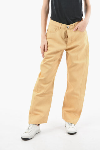 Jeans Regular Fit in Pigmenti di Cotone Spalmato 21cm