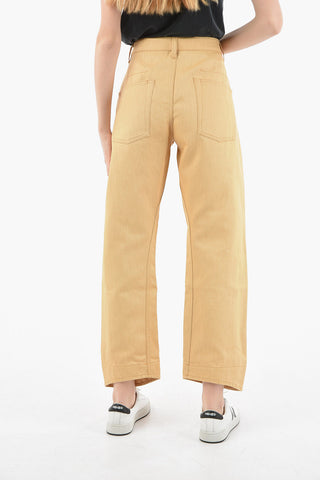 Jeans Regular Fit in Pigmenti di Cotone Spalmato 21cm