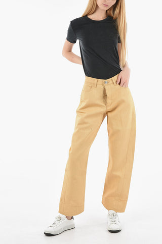 Jeans Regular Fit in Pigmenti di Cotone Spalmato 21cm