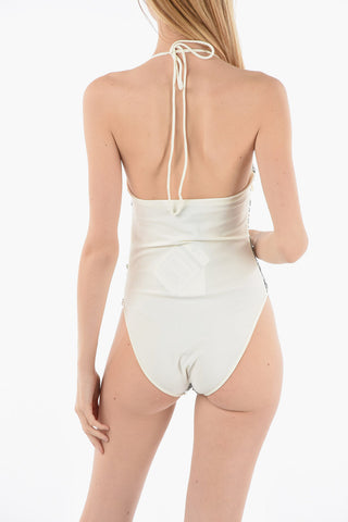 Sequined halterneck bodysuit