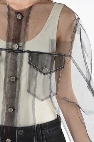 ARTISANAL Visible Stitching Destructured Mesh Shirt