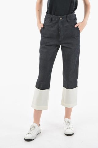 Jeans a Palazzo FISHERMAN con Orli a Contrasto 20cm
