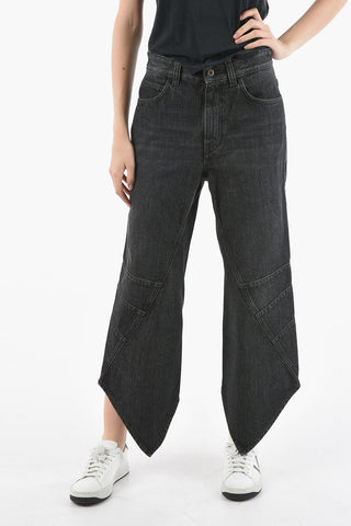 Wide-leg Cropped Denims with Pointed Edges 26cm