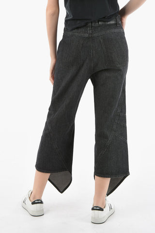 Wide-leg Cropped Denims with Pointed Edges 26cm