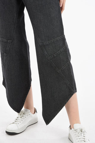 Wide-leg Cropped Denims with Pointed Edges 26cm