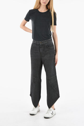 Wide-leg Cropped Denims with Pointed Edges 26cm