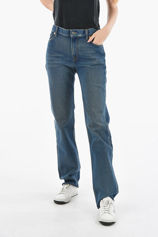 Straight-leg Denims with Leather Logo Patch 20cm