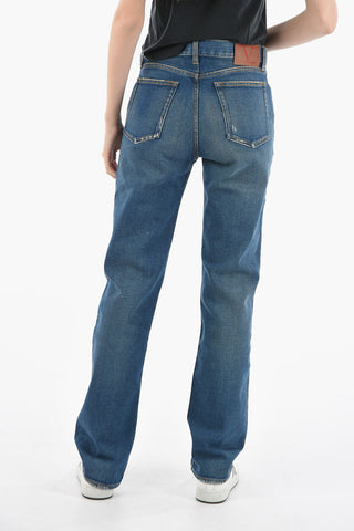 Straight-leg Denims with Leather Logo Patch 20cm