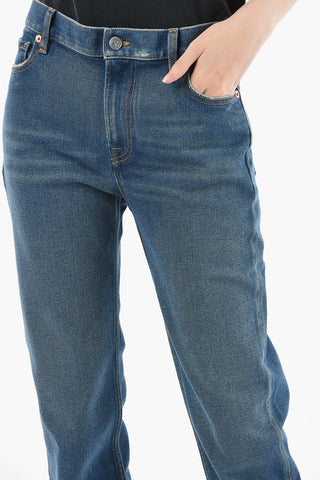 Straight-leg Denims with Leather Logo Patch 20cm
