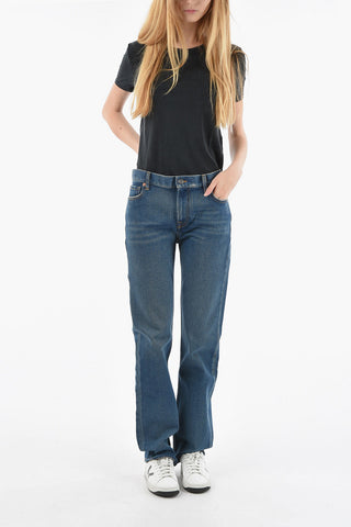 Straight-leg Denims with Leather Logo Patch 20cm