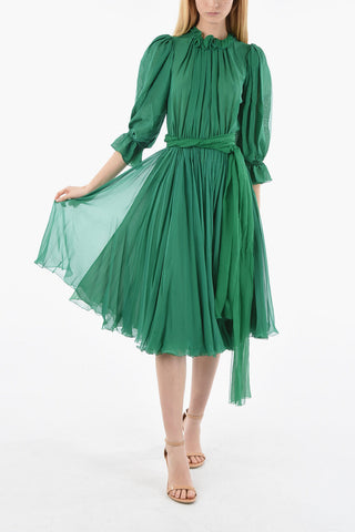 Belted Silk Dress