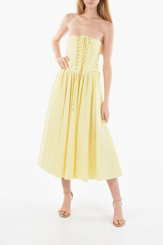 Vestito Midi Lace-up senza Spalline