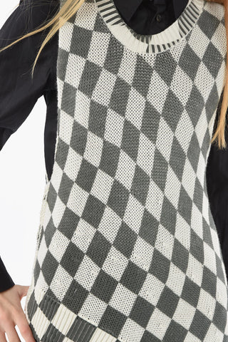MM6 Sleeveless Diamond-Shaped Motif Asymmetric Sweater