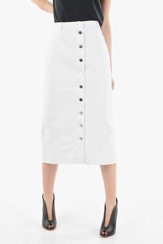 Front Buttoning Denim Skirt