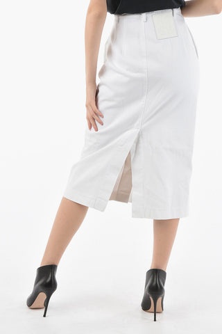 Front Buttoning Denim Skirt