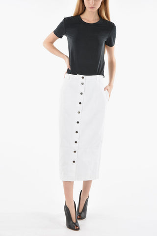 Front Buttoning Denim Skirt