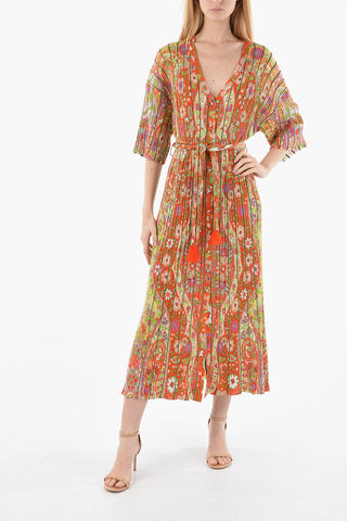 Floral Patterned Shirt Dress with Belt