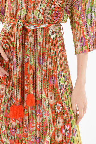 Floral Patterned Shirt Dress with Belt