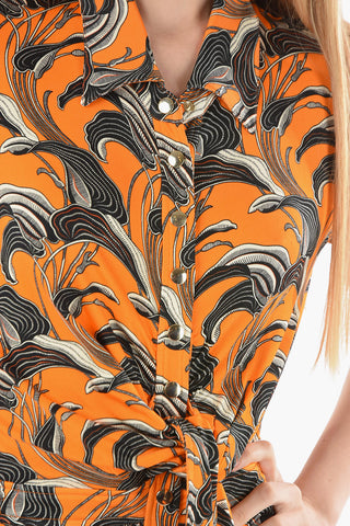 Printed Short Sleeved Shirt Dress