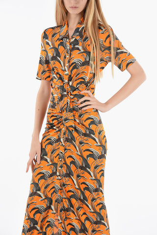 Printed Short Sleeved Shirt Dress