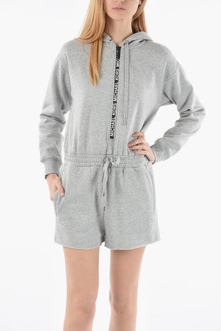 Fleeced Cotton Romper Suit with Hood