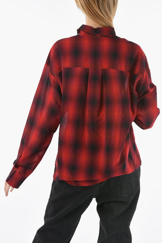 Check-patterned EX-BOYFRIEND Shirt with Ruffled Collar