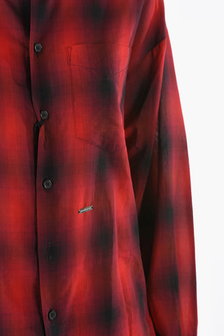 Check-patterned EX-BOYFRIEND Shirt with Ruffled Collar