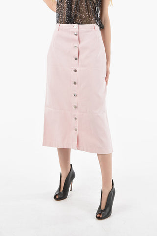 Front Buttoning Denim Skirt