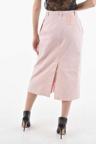 Front Buttoning Denim Skirt