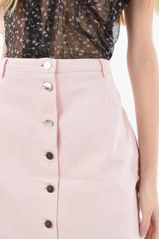 Front Buttoning Denim Skirt
