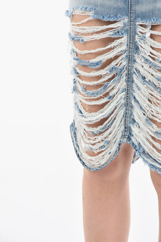 Ripped Denim Midi Skirt