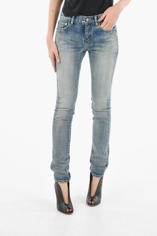 Stretch Denim Skinny Fit Jeans 15cm