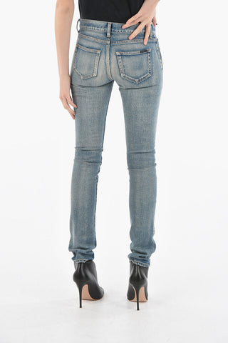 Stretch Denim Skinny Fit Jeans 15cm