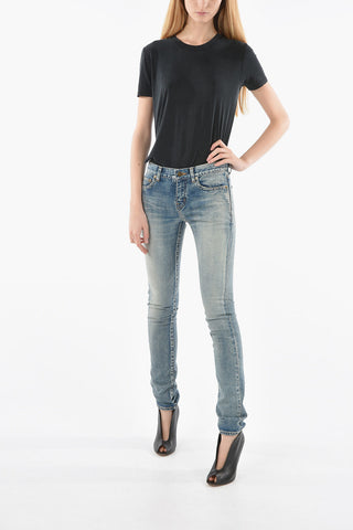 Stretch Denim Skinny Fit Jeans 15cm