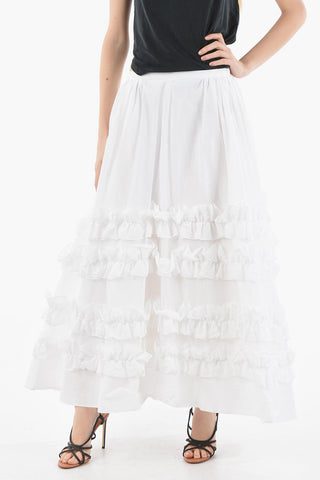 Frilled Organza Midi Skirt