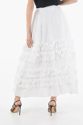 Frilled Organza Midi Skirt