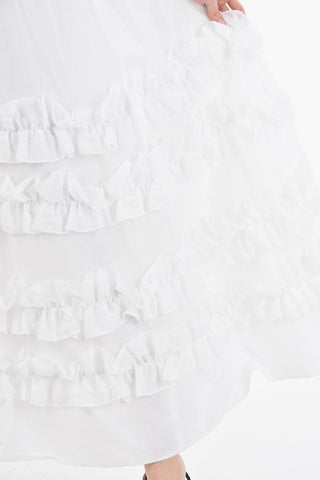 Frilled Organza Midi Skirt