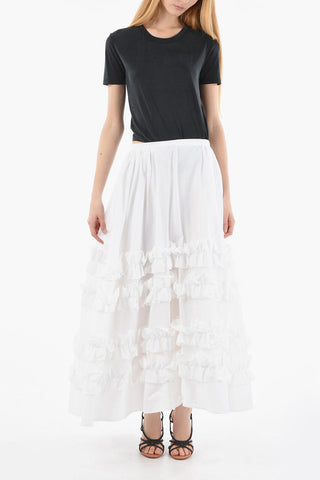 Frilled Organza Midi Skirt