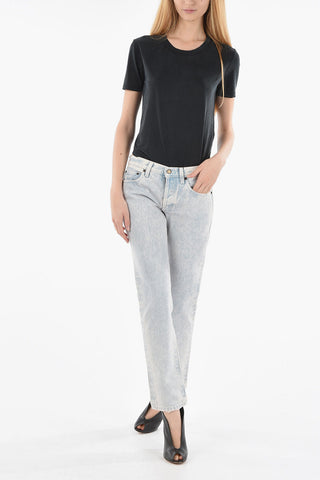 Front Buttoning Low Waist Jeans 17cm