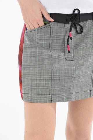 EMPORIO SUSTAINABILITY PROJECT Wool-blend Miniskirt with Check Pattern and Colourful Inserts