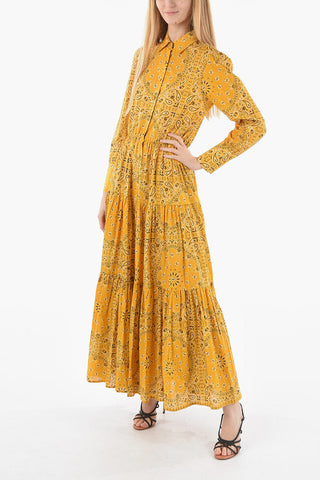 Vestito Maxi A Camicia Maniche Lunghe Con Stampa Bandana