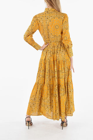 Vestito Maxi A Camicia Maniche Lunghe Con Stampa Bandana