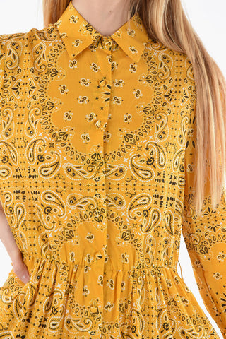 Vestito Maxi A Camicia Maniche Lunghe Con Stampa Bandana